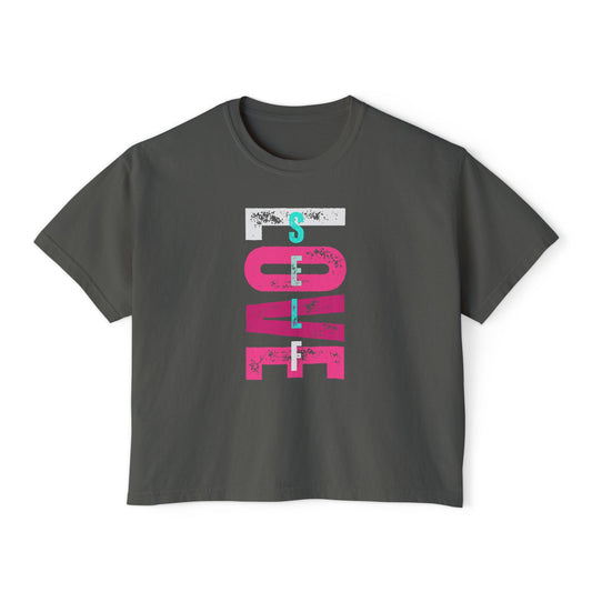 Self Love Women’s Boxy Tee – Soulful Streetwear Graphic T-Shirt | M-Bodi Dezigns
