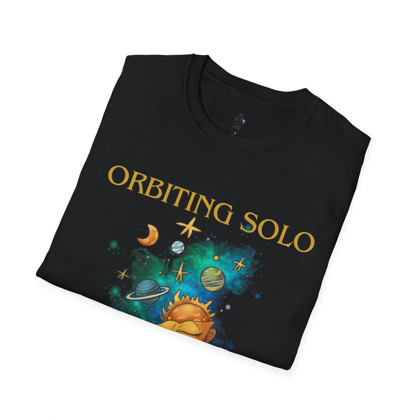 “Orbiting Solo” Cosmic Empowerment T-Shirt | M-Bodi Dezigns | Celestial Independence Tee for Adults