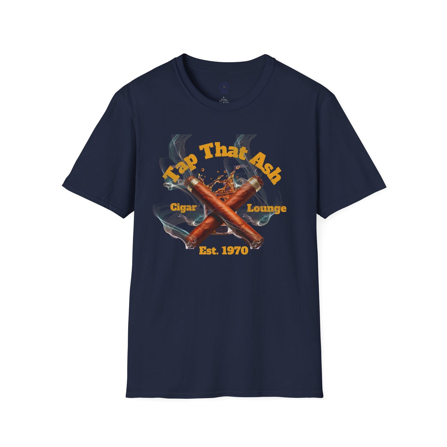 Tap That Ash" Men's Cigar Lounge T-Shirt - Fun Tee for Cigar Enthusiasts, Available in Black or Navy