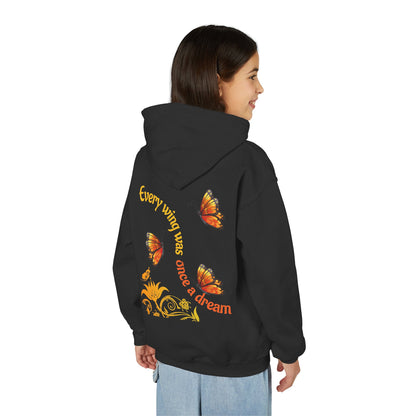 Vibrant Butterfly Youth Hoodie - Soft & Cozy Kids Sweatshirt | Perfect Gift for Girls | Available in Pink, Purple, Navy (S-XL)