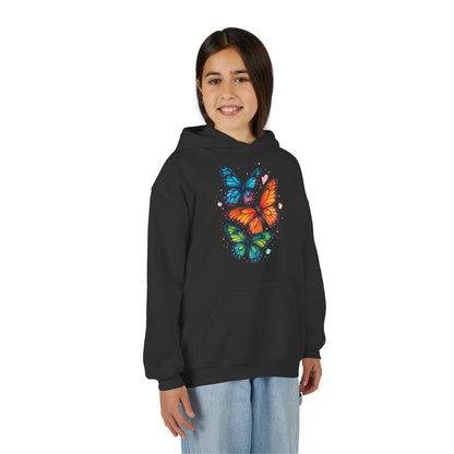 Vibrant Butterfly Youth Hoodie - Soft & Cozy Kids Sweatshirt | Perfect Gift for Girls | Available in Pink, Purple, Navy (S-XL)