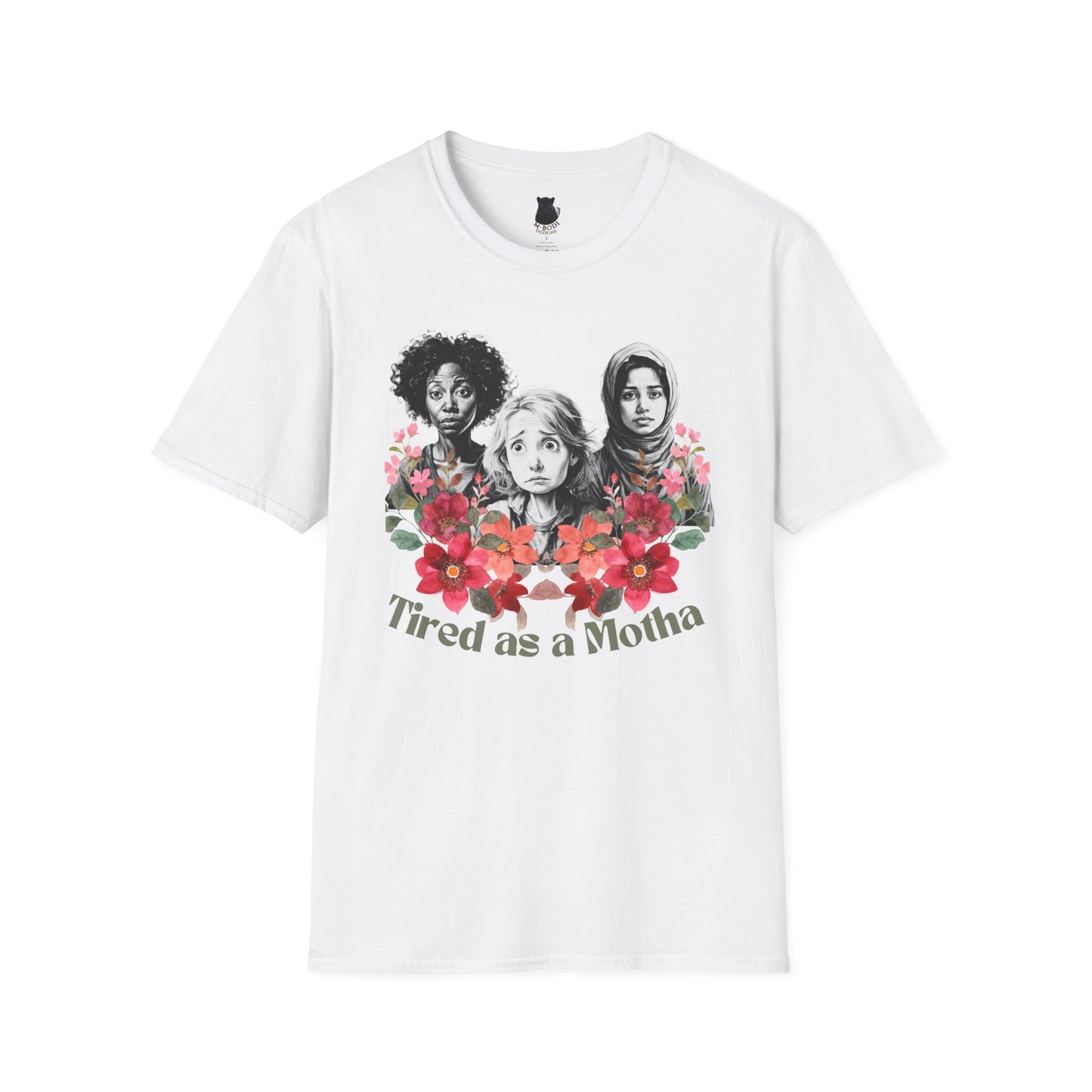 Tired as a Motha” Funny Mom Life Tee – Graphic Shirt in White, Pink, Gray, Pistachio