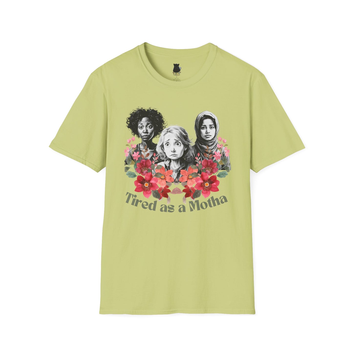 Tired as a Motha” Funny Mom Life Tee – Graphic Shirt in White, Pink, Gray, Pistachio