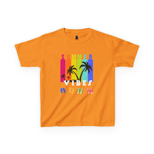 Summer Vibes Kids T-Shirt – Colorful Palm Tree Graphic Tee | Fun Vacation Shirt for Kids | M-Bodi Dezigns