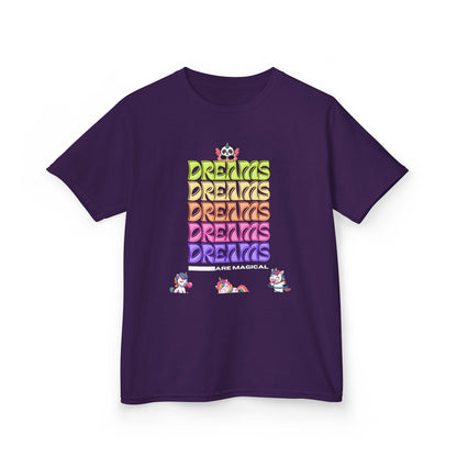 Kids Tee — Colorful "Dreams Are Magical" Retro Stacked Graphic