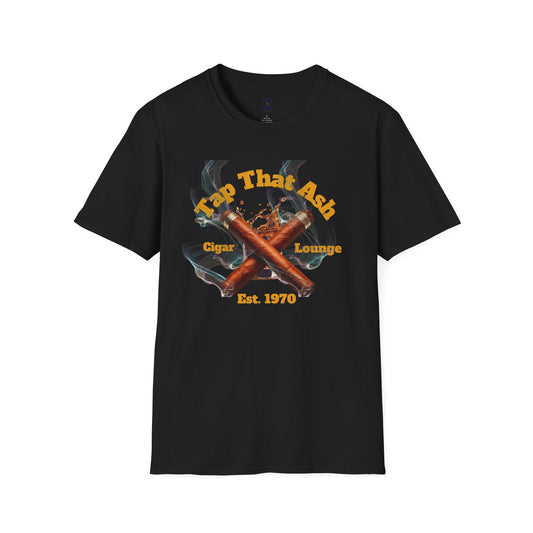 Tap That Ash" Men's Cigar Lounge T-Shirt - Fun Tee for Cigar Enthusiasts, Available in Black or Navy