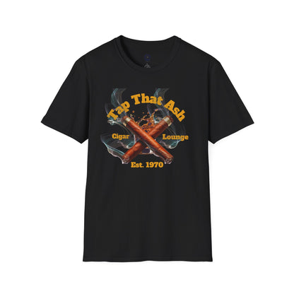 Tap That Ash" Men's Cigar Lounge T-Shirt - Fun Tee for Cigar Enthusiasts, Available in Black or Navy