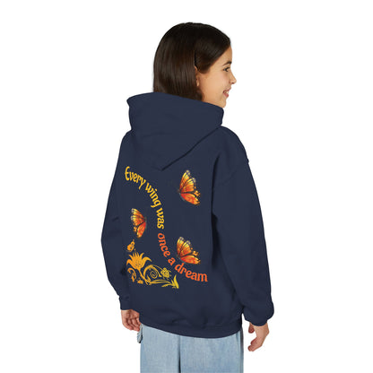 Vibrant Butterfly Youth Hoodie - Soft & Cozy Kids Sweatshirt | Perfect Gift for Girls | Available in Pink, Purple, Navy (S-XL)
