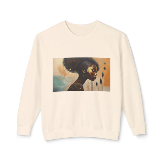 “Golden Reflection” Afrocentric Art Sweatshirt | M-Bodi Dezigns | Empowerment & Beauty in Motion