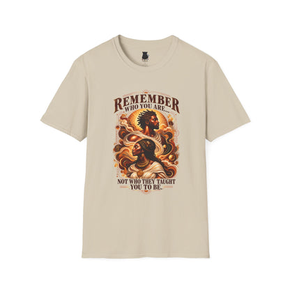 Remember Who You Are" Empowerment T-Shirt | M-Bodi Dezigns | Afrocentric Art Tee for Adults