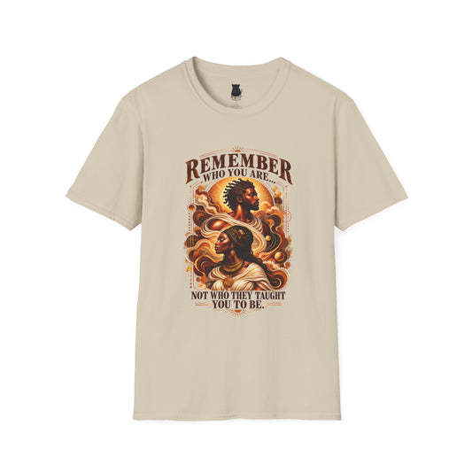 Remember Who You Are" Empowerment T-Shirt | M-Bodi Dezigns | Afrocentric Art Tee for Adults