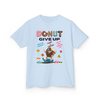 Donut Give Up Kids T-Shirt | HugMi Collection | Funny Skater Donut Graphic Tee for Kids