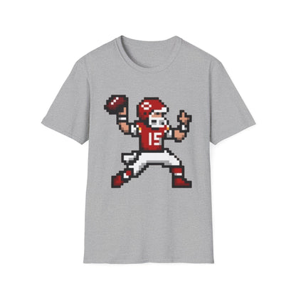 Retro KC Chiefs Pixel Quarterback Tee – 8-Bit Football Tribute