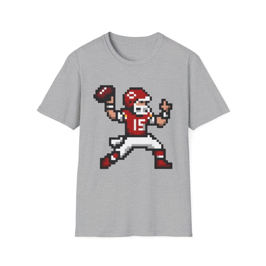 Retro KC Chiefs Pixel Quarterback Tee – 8-Bit Football Tribute