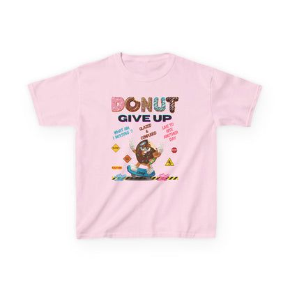 Donut Give Up Kids T-Shirt | HugMi Collection | Funny Skater Donut Graphic Tee for Kids
