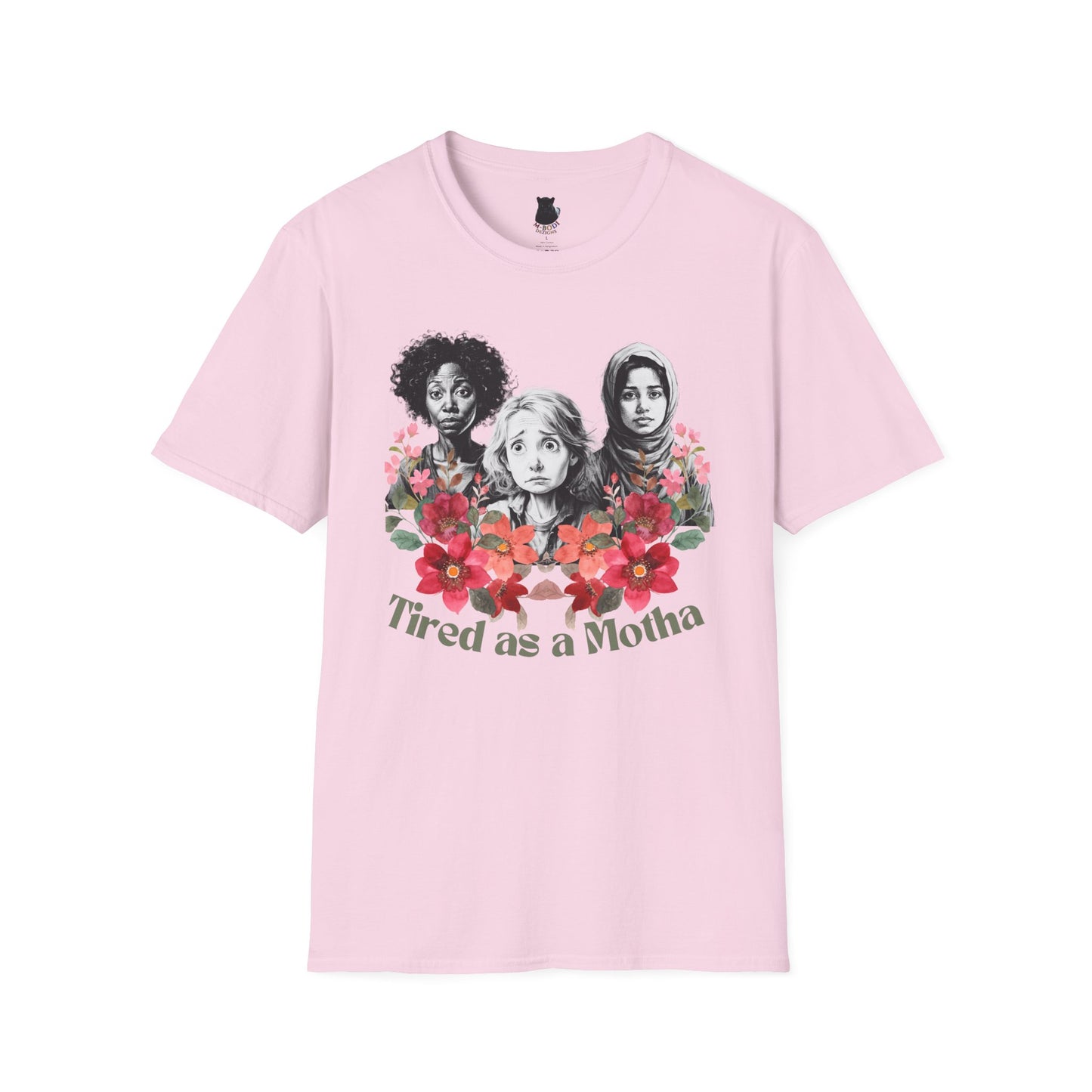 Tired as a Motha” Funny Mom Life Tee – Graphic Shirt in White, Pink, Gray, Pistachio