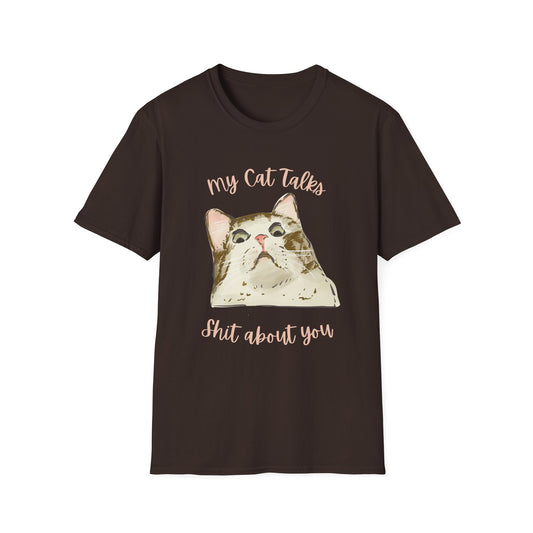 My Cat Talks ish bout You T-Shirt | Petty Mi Collection | Funny Cat Lover Tee for Adults