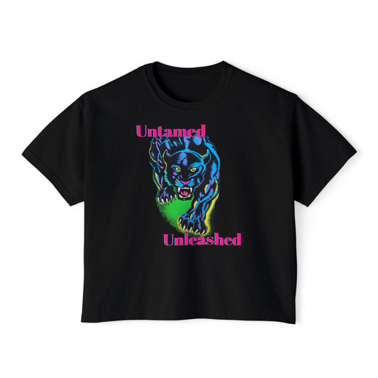 Untamed Unleashed Panther Tee Bold Soulful Vintage Graphic Womens Boxy Fit Shirt