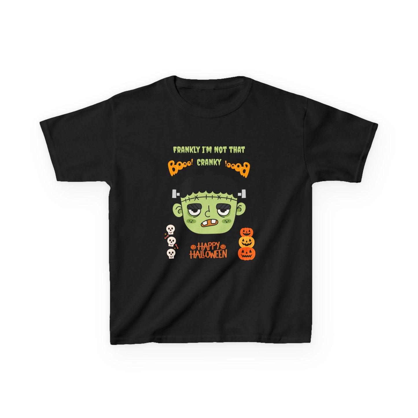 Frankly I’m Not That Cranky Kids Halloween T-Shirt | HugMi Collection | Funny Frankenstein Monster Tee for Kids