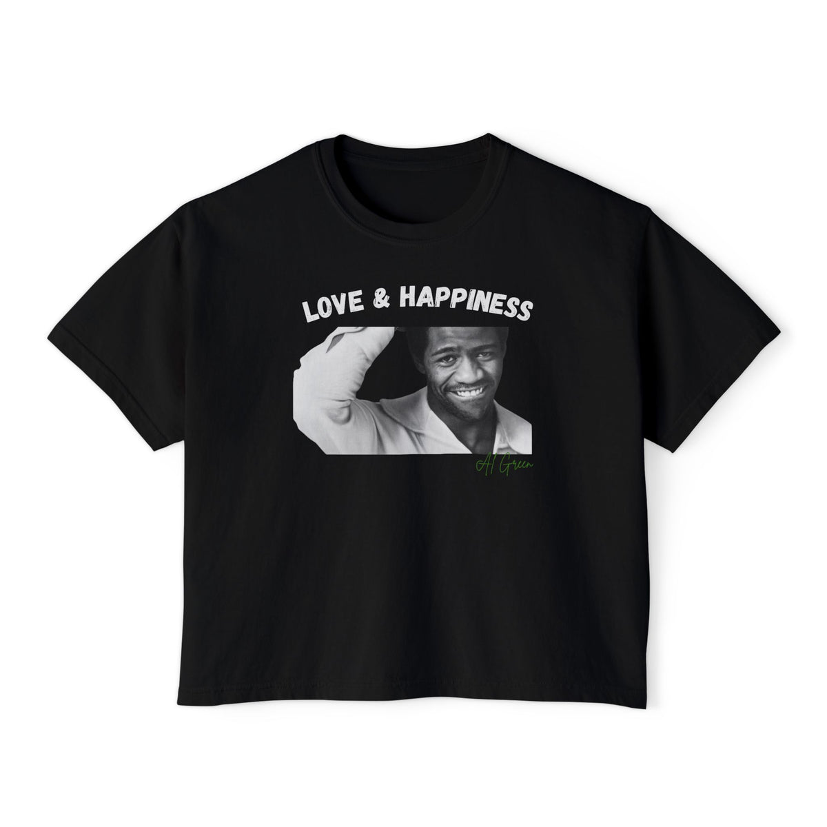 Love & Happiness Women's Boxy Tee – Vintage Soul Portrait Graphic Shirt