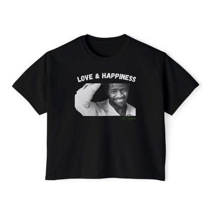 Love & Happiness Women's Boxy Tee – Vintage Soul Portrait Graphic Shirt