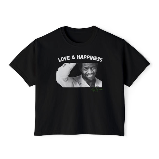 Love & Happiness Women's Boxy Tee – Vintage Soul Portrait Graphic Shirt