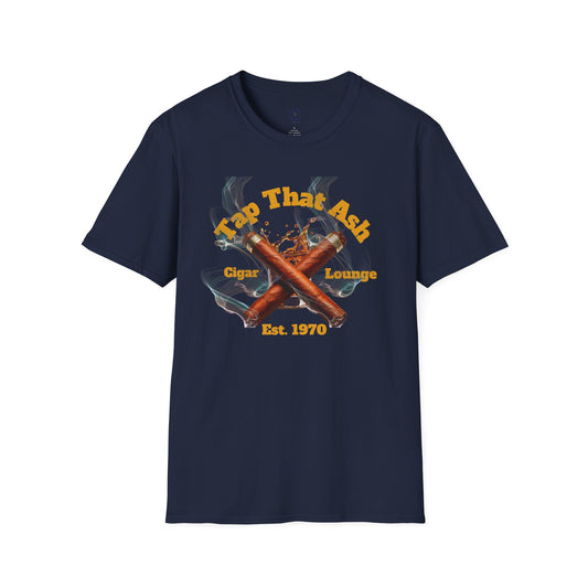 Tap That Ash" Men's Cigar Lounge T-Shirt - Fun Tee for Cigar Enthusiasts, Available in Black or Navy