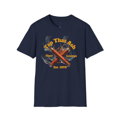 Tap That Ash" Men's Cigar Lounge T-Shirt - Fun Tee for Cigar Enthusiasts, Available in Black or Navy