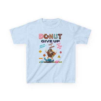 Donut Give Up Kids T-Shirt | HugMi Collection | Funny Skater Donut Graphic Tee for Kids
