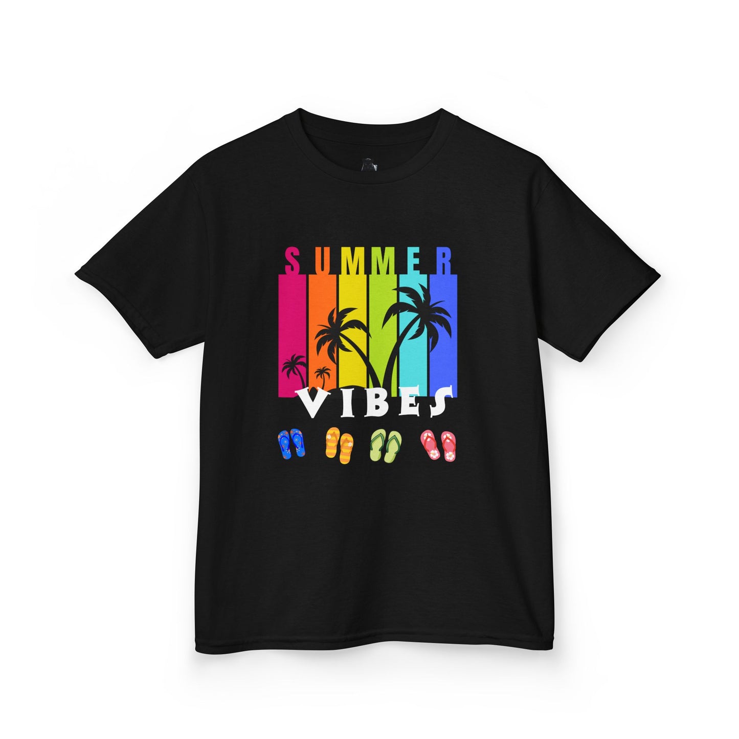 Summer Vibes Kids T-Shirt – Colorful Palm Tree Graphic Tee | Fun Vacation Shirt for Kids | M-Bodi Dezigns