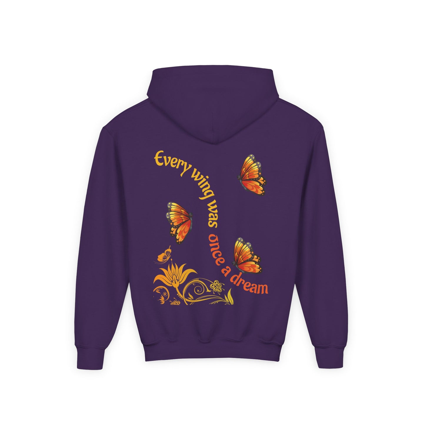 Every Wing Was Once a Dream” Butterfly Hoodie- Available in Pink, Purple, Royal (S-XL)