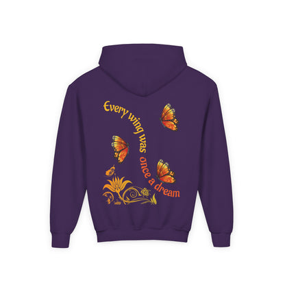 Every Wing Was Once a Dream” Butterfly Hoodie- Available in Pink, Purple, Royal (S-XL)